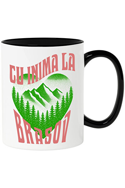 StoryGift Romania Cana cu Inima Verde Cu Priveliste Montana Padure, Text Cu I...