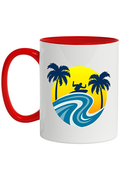 StoryGift Romania Cana Cu Apus, Val, Surfer, Ocean, Multicolor 330 ml, Cerami...