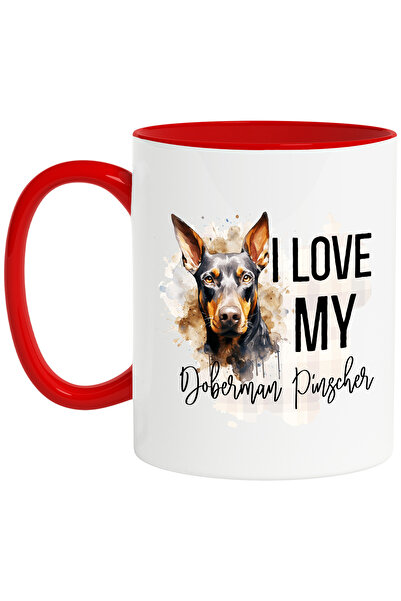 StoryGift Romania Cana cu mesajul "I love my Doberman Pinscher", caine, anima...