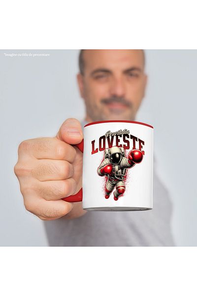 StoryGift Romania Astronaut in space mug text gravity hits boxing, 330ml, Ceramic with R Handle, With, STG