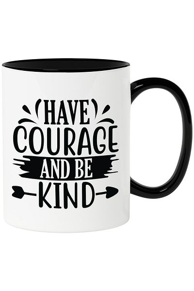 StoryGift Romania Cana cu mesajul motivational "Ai curaj si fii bun" - bunatate ajutor cu Maner Ne, Cu Maner Negru