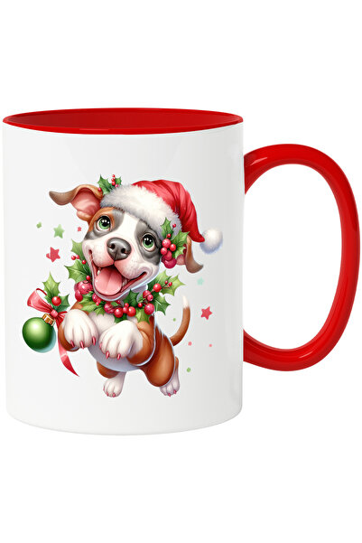 StoryGift Romania Cana cu un catelus vesel | ilustratie | caciula de Craciun ...