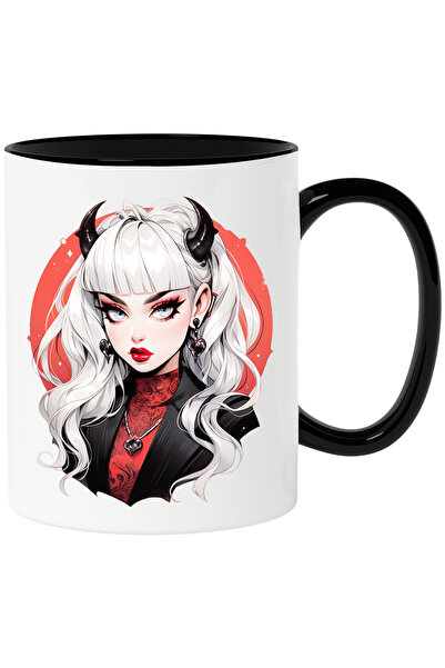 StoryGift Romania Cana cu o fata cu parul alb | ilustratie | cornite | cerc |...