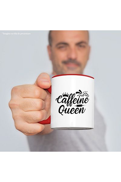 StoryGift Romania Mug for the caffeine queen - coffee keeps you awake with Red Handle, With Red Handle STG,STG.