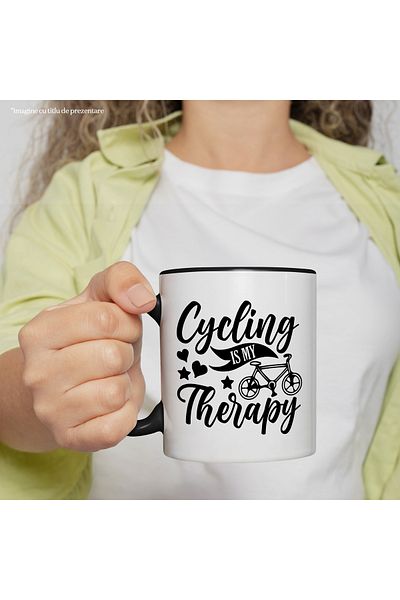 StoryGift Romania Mug for those who ride bicycles and the text "Cycling is my therapy" c, Cu,STG