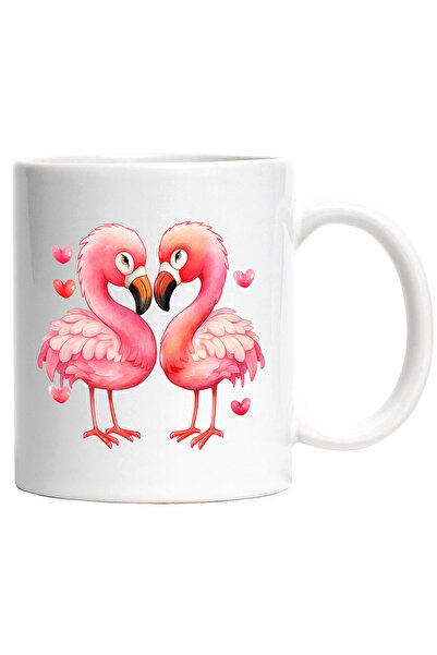 StoryGift Romania Cana cu 2 pasari Flamingo care formeaza o inima cu gaturile...
