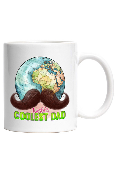 StoryGift Romania Cana cu globul pamantesc cu mustata cu mesajul "World's coo...