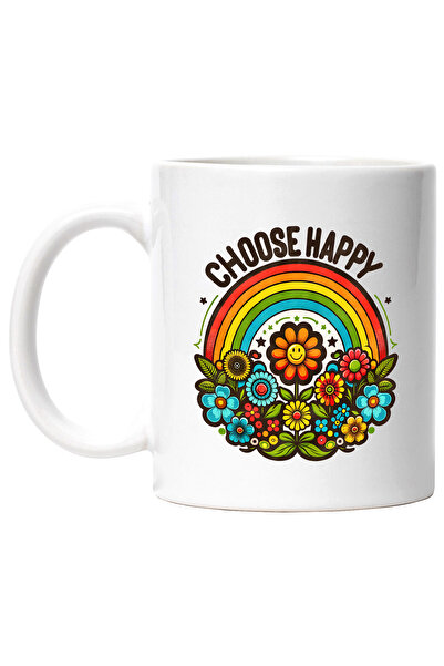 StoryGift Romania Cana cu mesajul "Choose happy", stilul hippie, cultura, ilu...