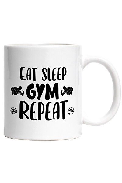 StoryGift Romania Κούπα με το κείμενο "Eat sleep, gym, repeat" - eat sleep gy...
