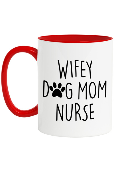 StoryGift Romania Cana cu textul in engleza "Wifey, dog mom, nurse" - sotie a...