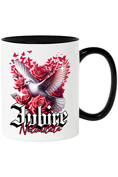 StoryGift Romania Cana cu porumbel Alb Trandafiri Rosii Text Iubire Nelimitat...