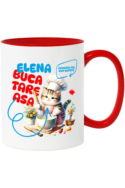 StoryGift Romania Cana cu Pisica Pufoasa Cu Palarie Bucatar Cheff Gatit Text ...