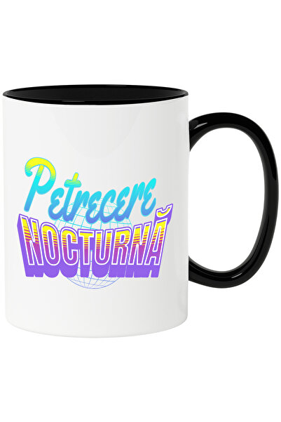 StoryGift Romania Cana Petrecere nocturnă glob disco distractie, 330ml, Ceramica cu Maner Negru, Cu Maner Negru