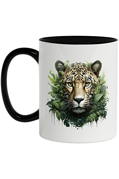 StoryGift Romania Cana Cu Leopard, Vegetatie, Frunze, Jungla, Natura, Multico...