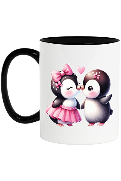 StoryGift Romania Cana cu 2 pinguini apropiati | ilustratie | se saruta | fun...