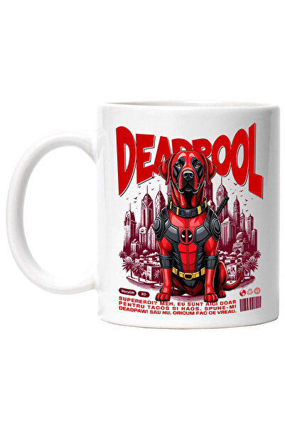 StoryGift Romania Cana cu Labrador Retriever Caine In Costum de DeadPool cu P...