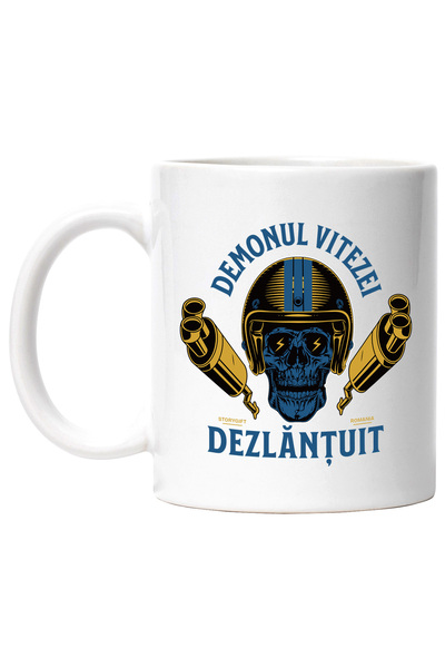 StoryGift Romania Cana demonul vitezei dezlantuit craniu cu casca masina, 330...