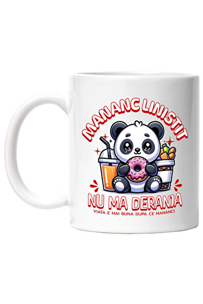 StoryGift Romania Cana cu Urs Panda Cu Gogoasa Glazurata Fresh Portocale Text...