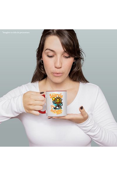 StoryGift Romania The Sun in My Soul Mug, 330ml, Ceramic with Red Handle, With Red Handle STG ,STG ,STG