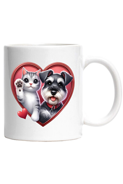 StoryGift Romania Cana cu o pisicuta care face cu mana si un catel blanos | i...