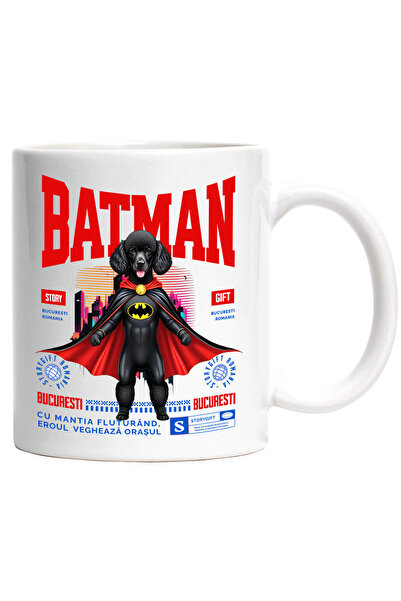 StoryGift Romania Cana cu Pudel / Poodle Caine In Costum de BatMan cu Pelerin...