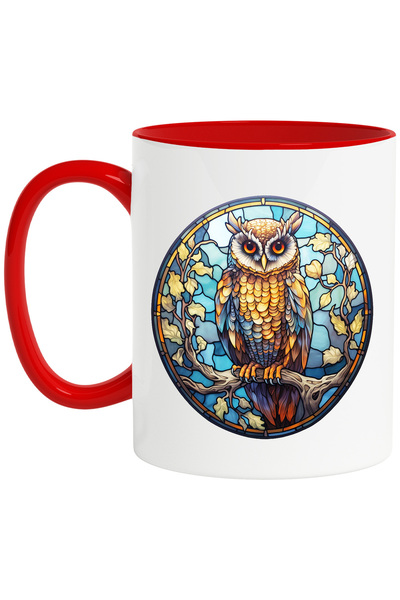 StoryGift Romania Cana cu o bufnita serioasa, ilustratie, ochi patrunzatori, ...