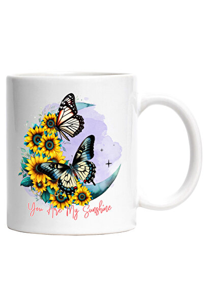 StoryGift Romania Cana cu fluturi pe flori de floarea-soarelui cu mesajul "Yo...