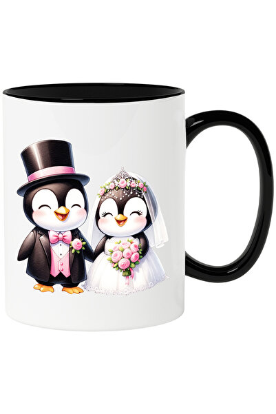 StoryGift Romania Cana cu 2 pinguini la nunta | ilustratie | fericire | rochi...