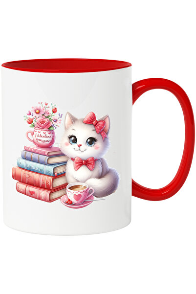 StoryGift Romania Cana cu o pisicuta vesela | cafea | fundite | teanc cu cart...