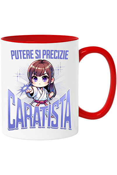 StoryGift Romania Cana cu Fata Stiul Anime Cu Ochii Mov Tinuta Karate Text Pu...