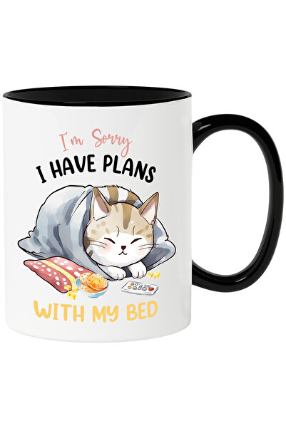 StoryGift Romania Cana cu pisica dormind cu mesajul "I'm sorry, I have plans ...