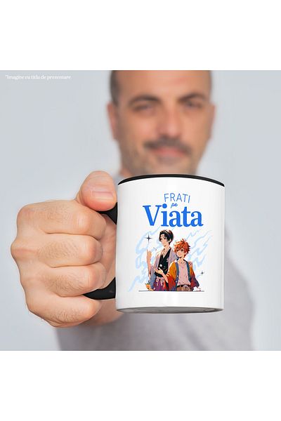 StoryGift Romania Mug brothers for life family best friends, 330ml, Ceramic with Black Handle, With,STG