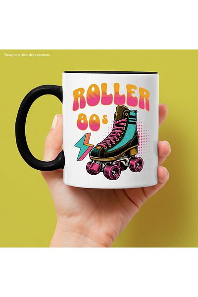 StoryGift Romania Mug with Colorful Roller Skates Sports Kids Fun Text Roller 80', Ceramic, 3, With Black Handle