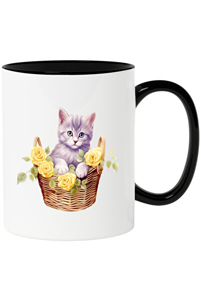 StoryGift Romania Cana cu o pisicuta surprinsa care sta intr-un cosulet din n...