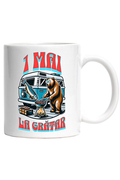 StoryGift Romania Cana 1 mai urs la gratar zi relaxare cu caravana, 330ml, Ce...