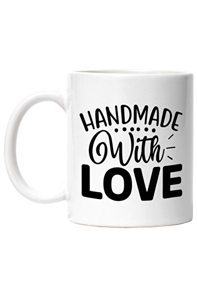 StoryGift Romania Cana cu mesajul in engleza "Handmade with love" - facut manual cu iubire cu Mane, Cu Maner Alb