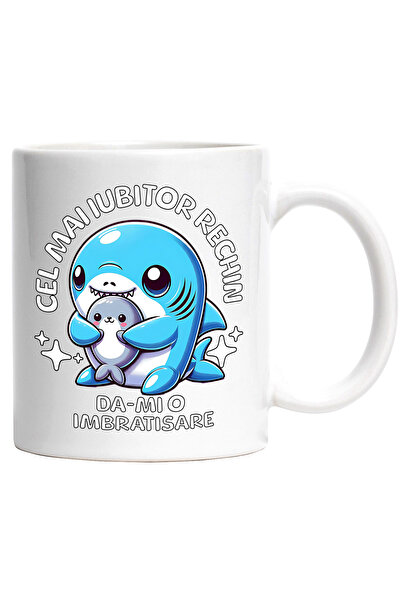 StoryGift Romania Cana Rechin iubitor animal maritim imbratisare, 330ml, Cera...