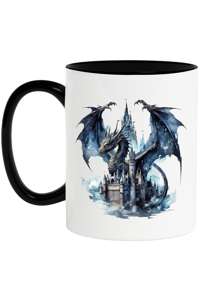 StoryGift Romania Cana cu un dragon negru | ilustratie | castel | furios | cr...
