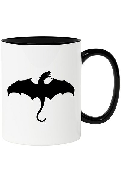 StoryGift Romania Cana cu un dragon furios care zboara cu Maner Negru, Cu Maner Negru