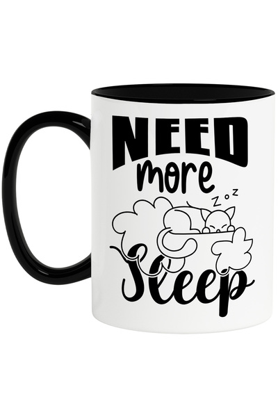 StoryGift Romania Cana cu o pisicuta care doarme cu mesajul "Need more sleep"...