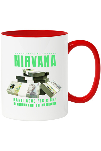 StoryGift Romania Cana _Nirvana - Banii Aduc Fericirea, 330ml, Ceramic cu Man...
