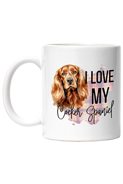 StoryGift Romania Cana cu mesajul "I love my Cocker Spaniel", caine, animal de companie, ilustrati, Cu Maner Alb