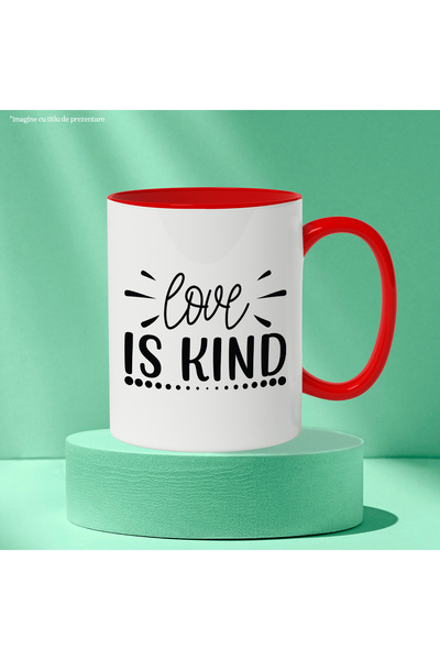 StoryGift Romania Mug with the text in English "Love is kind" - love means kindness with Ro, Cu, STG Handle