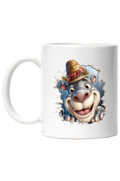StoryGift Romania Cana cu un hipopotam fericit care scoate capul printr-un pe...