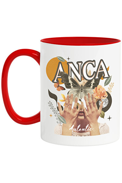 StoryGift Romania Cana Cu Numele Anca, Colaj Fata, Fluture, Flori, Cerc, 330m...