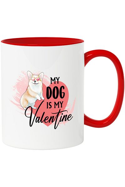 StoryGift Romania Mug with a dog and a heart with the message "My Dog is my Valentine", love of the year, With ,STG