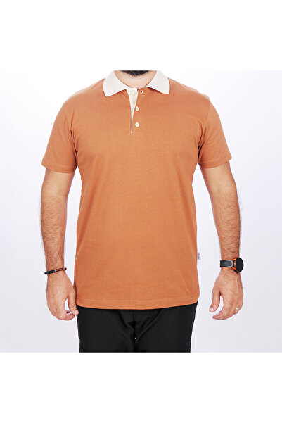 FORMTEKS Polo Yaka Tshirt Kahve-Bej Yakalı