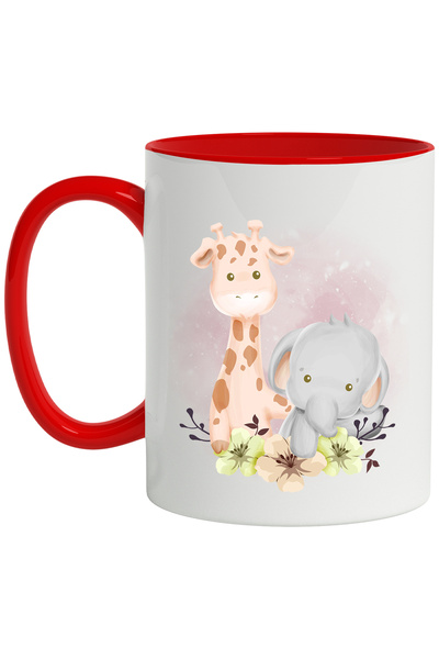 StoryGift Romania Cana Cu Girafa, Elefant, Flori, Frunze, Multicolor 330 ml, ...