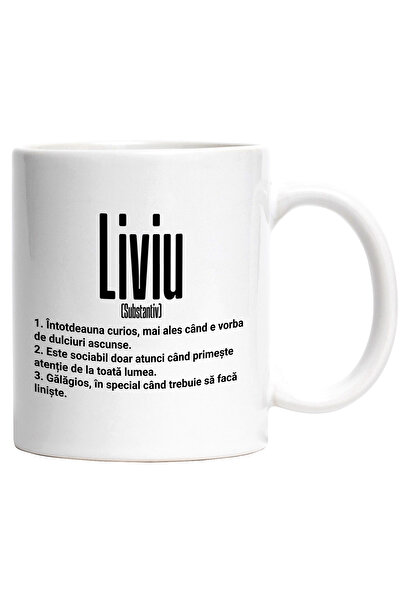 StoryGift Romania Cana Cu Numele Liviu, Cu Mesaj Amuzant, Curios, Sociabil, G...