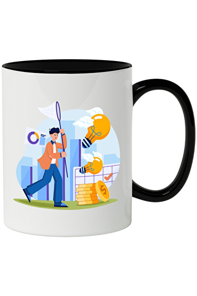 StoryGift Romania Cana Cu Plasa, Monede, Bec, Aripi, Multicolor 330 ml, Ceram...